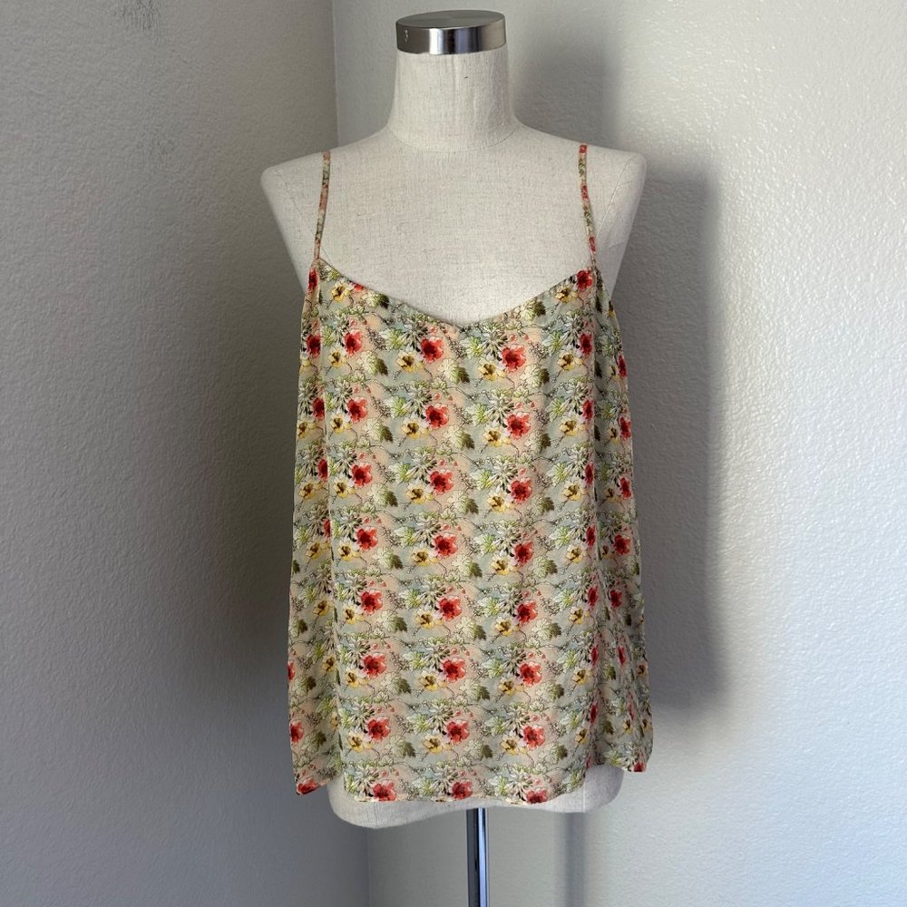 Diane Von Furstenberg Pullover Blouse V Neck Multicolor Floral Print Sz M